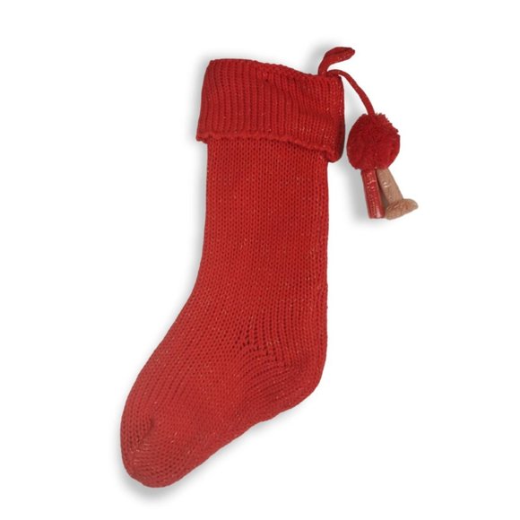 Holiday Time Red Lurex Knit 21 in Christmas Stocking with Tassels New - Picture 2 of 3